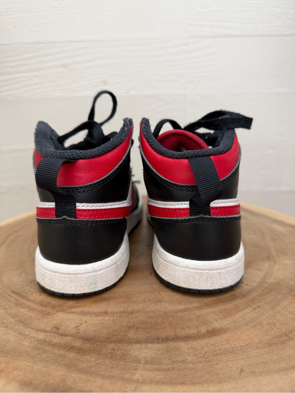 Jordan Kids Black, Red & White High-Top Sneakers - Picture 6 of 9
